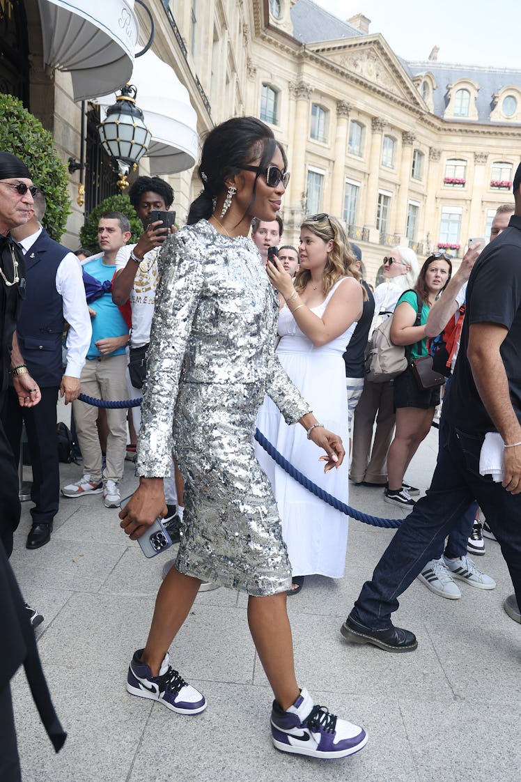 Naomi Campbell is seen leaving The Ritz Hotel during the Haute Couture Fall/Winter 2024/25 as part o...