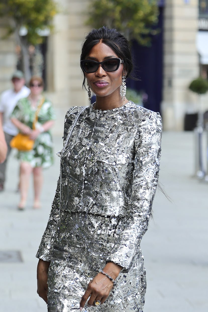 Naomi Campbell is seen arriving at Hôtel Ritz during the Haute Couture Fall/Winter 2024/25 as part o...