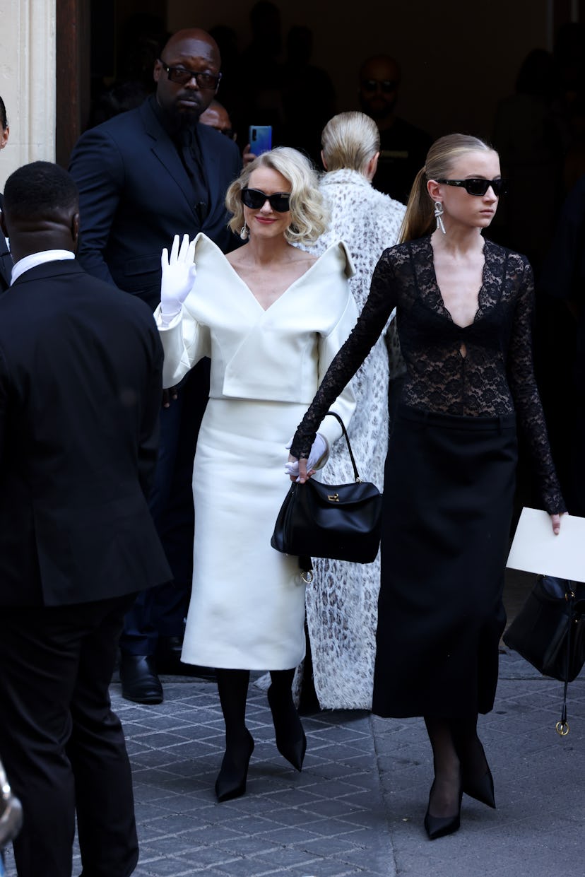 Naomi Watts and Kai Schreiber mother daughter moment at the Balenciaga Fall/Winter 2024 Haute Coutur...