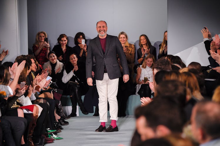 Peter Copping walks the runway at the Peter Copping fashion show 