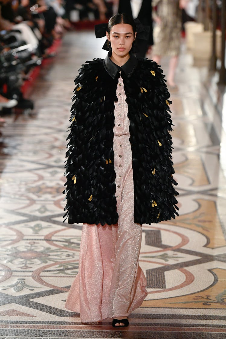 Model on the runway at Chanel Haute Couture Fall 2024 show held at Opéra Garnier on June 25, 2024 in...