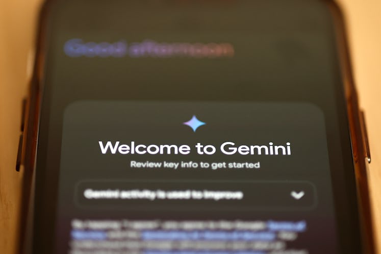 NEW YORK, NEW YORK - MARCH 18: In this photo illustration, Gemini Ai is seen on a phone on March 18,...