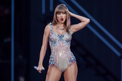 TOPSHOT - American singer and songwriter Taylor Swift performs on stage as part of her Eras Tour in ...