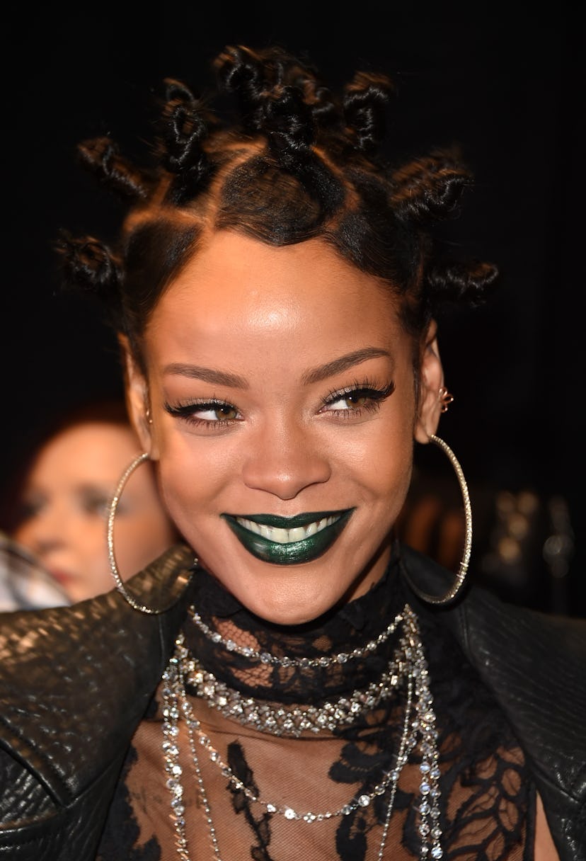 LOS ANGELES, CA - MAY 01:  Recording artist Rihanna backstage at the 2014 iHeartRadio Music Awards h...