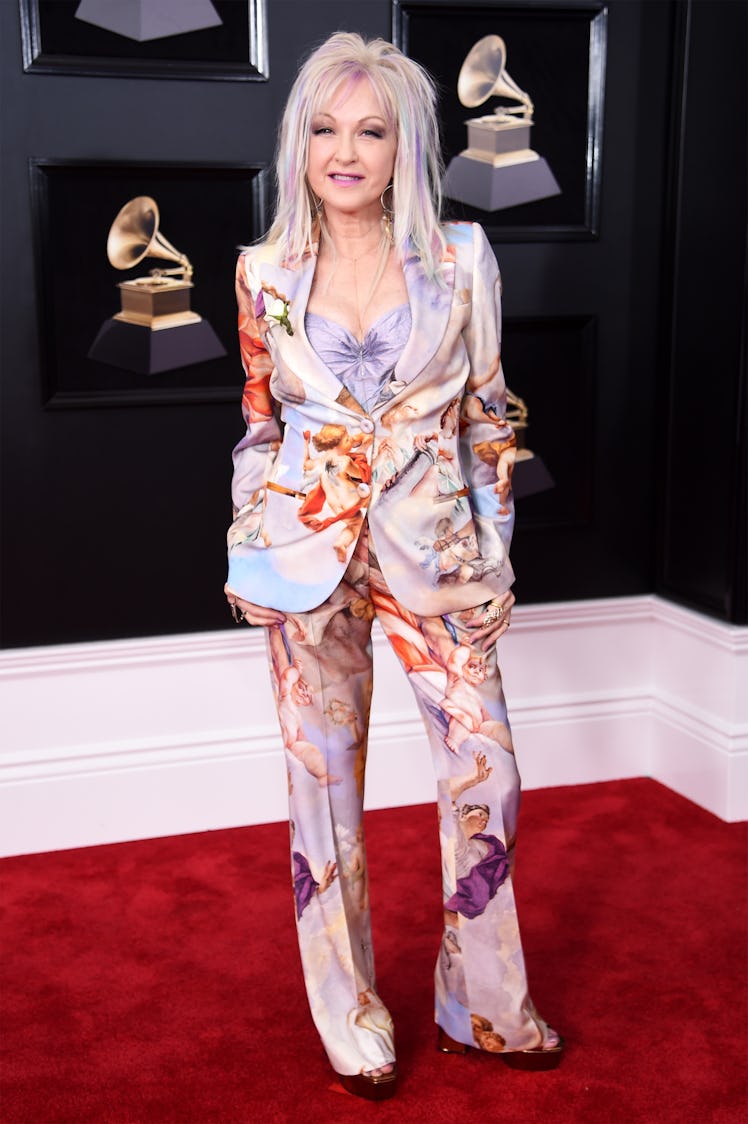 Recording artist Cyndi Lauper attends the 60th Annual GRAMMY Awards at Madison Square Garden.