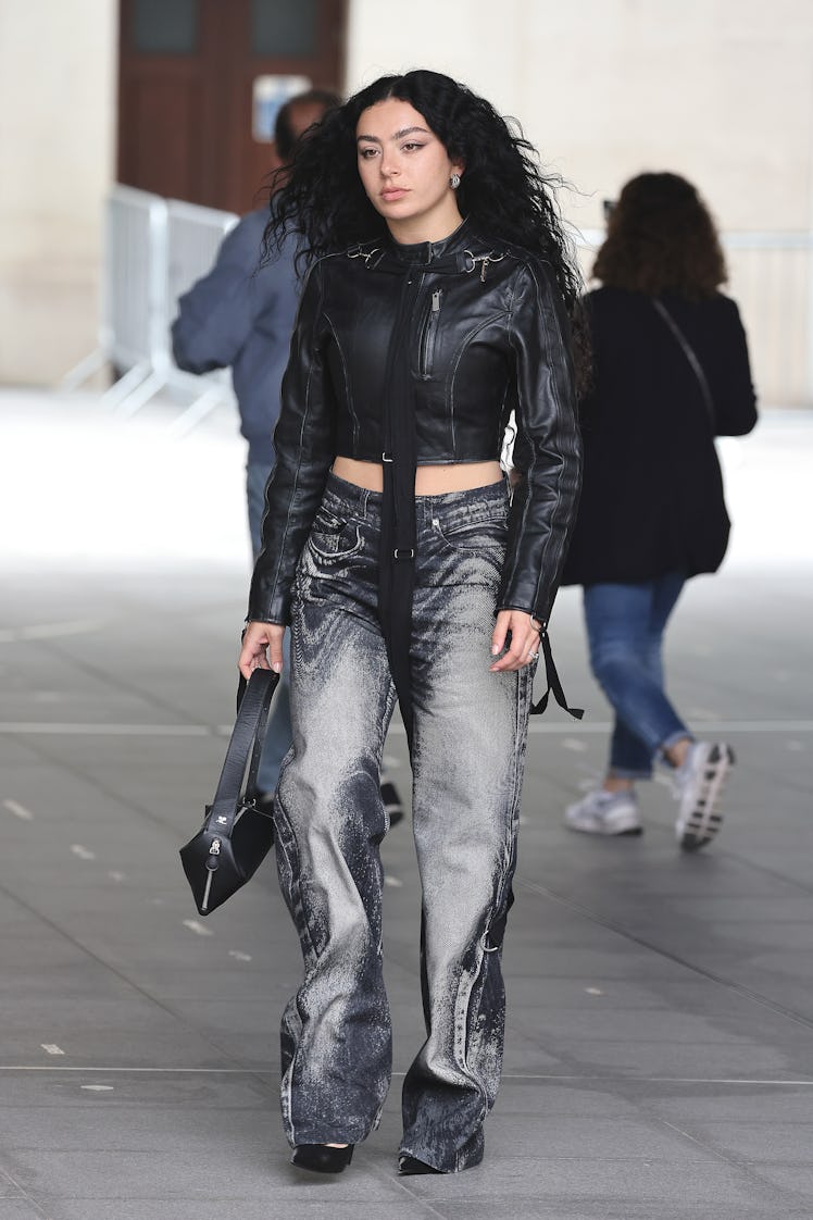 Charli XCX leaving BBC Radio Studios on June 04, 2024 in London, England.