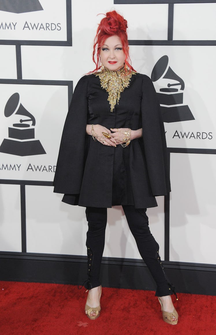 Cyndi Lauper arrives at the 56th GRAMMY Awards
