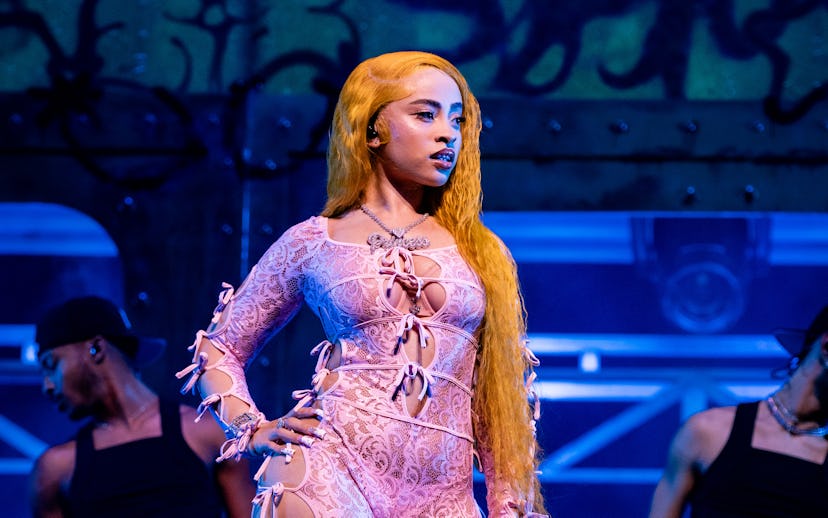 INDIO, CALIFORNIA - APRIL 20: (FOR EDITORIAL USE ONLY) Ice Spice performs during the 2024 Coachella ...