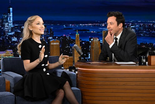 THE TONIGHT SHOW STARRING JIMMY FALLON -- Episode 1984 -- Pictured: (l-r) Singer & actress Ariana Gr...