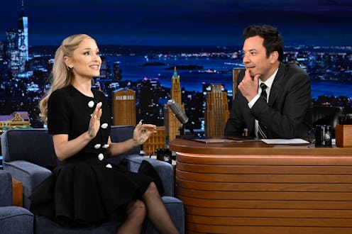 THE TONIGHT SHOW STARRING JIMMY FALLON -- Episode 1984 -- Pictured: (l-r) Singer & actress Ariana Gr...
