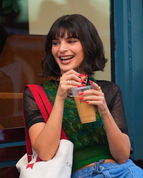 NEW YORK, NEW YORK - JUNE 03: Emily Ratajkowski on location for the first day of fliming of 'Too Muc...