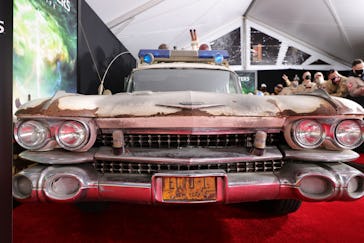 NEW YORK, NEW YORK - NOVEMBER 15: A view of the GhostBusters car at the GHOSTBUSTERS: AFTERLIFE Worl...