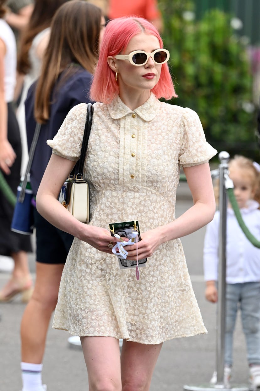 LONDON, ENGLAND - JULY 01: Lucy Boynton attends day one of the Wimbledon Tennis Championships at the...