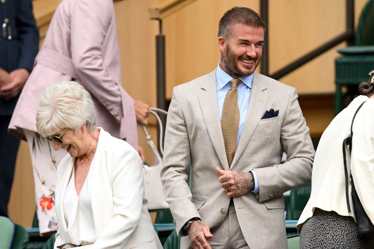 Sandra Beckham and David Beckham attend day one of the Wimbledon Tennis Championships