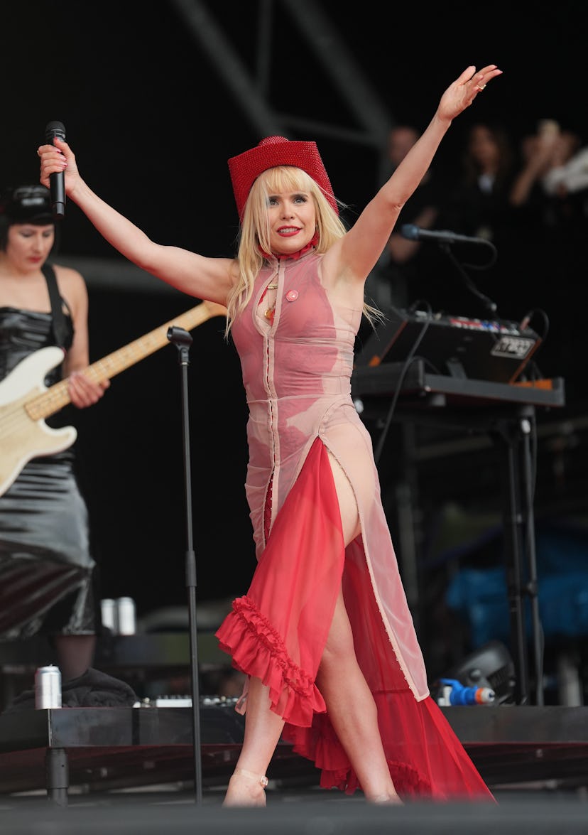Paloma Faith performing on the Pyramid Stage, at the Glastonbury Festival, at Worthy Farm in Somerse...