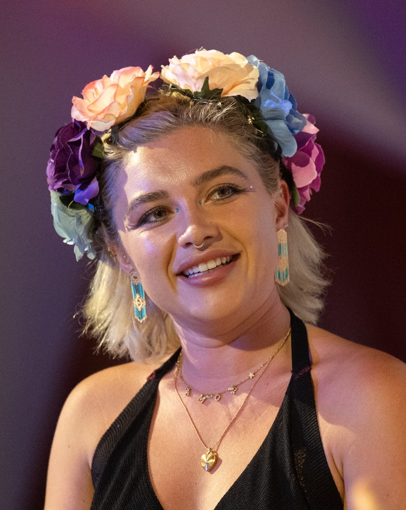 Florence Pugh attends a Q&A session at the Pilton Palace during day three of Glastonbury Festival 20...