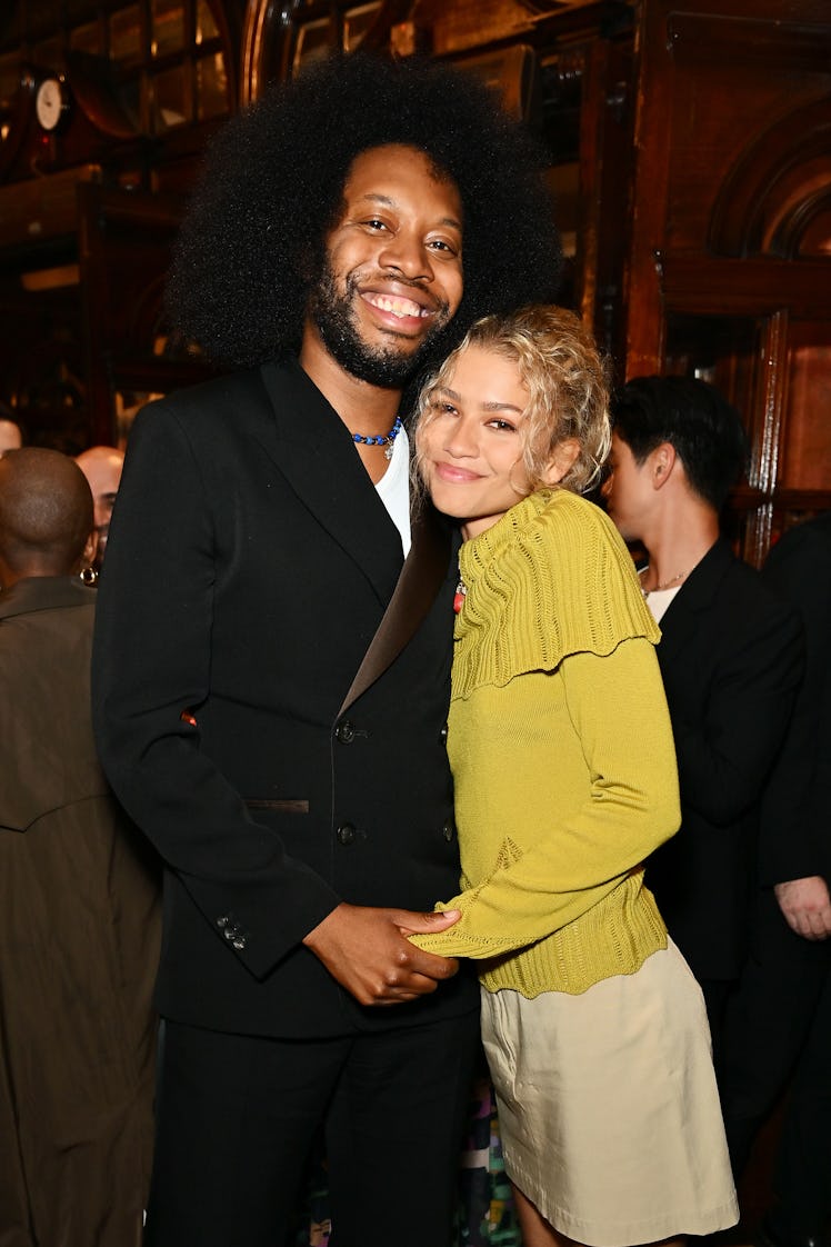 LONDON, ENGLAND - JULY 10: Playwright Jeremy O. Harris and Zendaya pose in the foyer following the p...