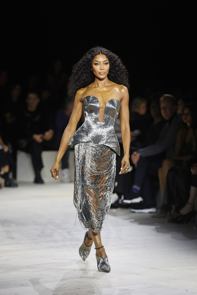 PARIS, FRANCE - SEPTEMBER 30: Naomi Campbell walks the runway at the Alexander McQueen SS24 show dur...