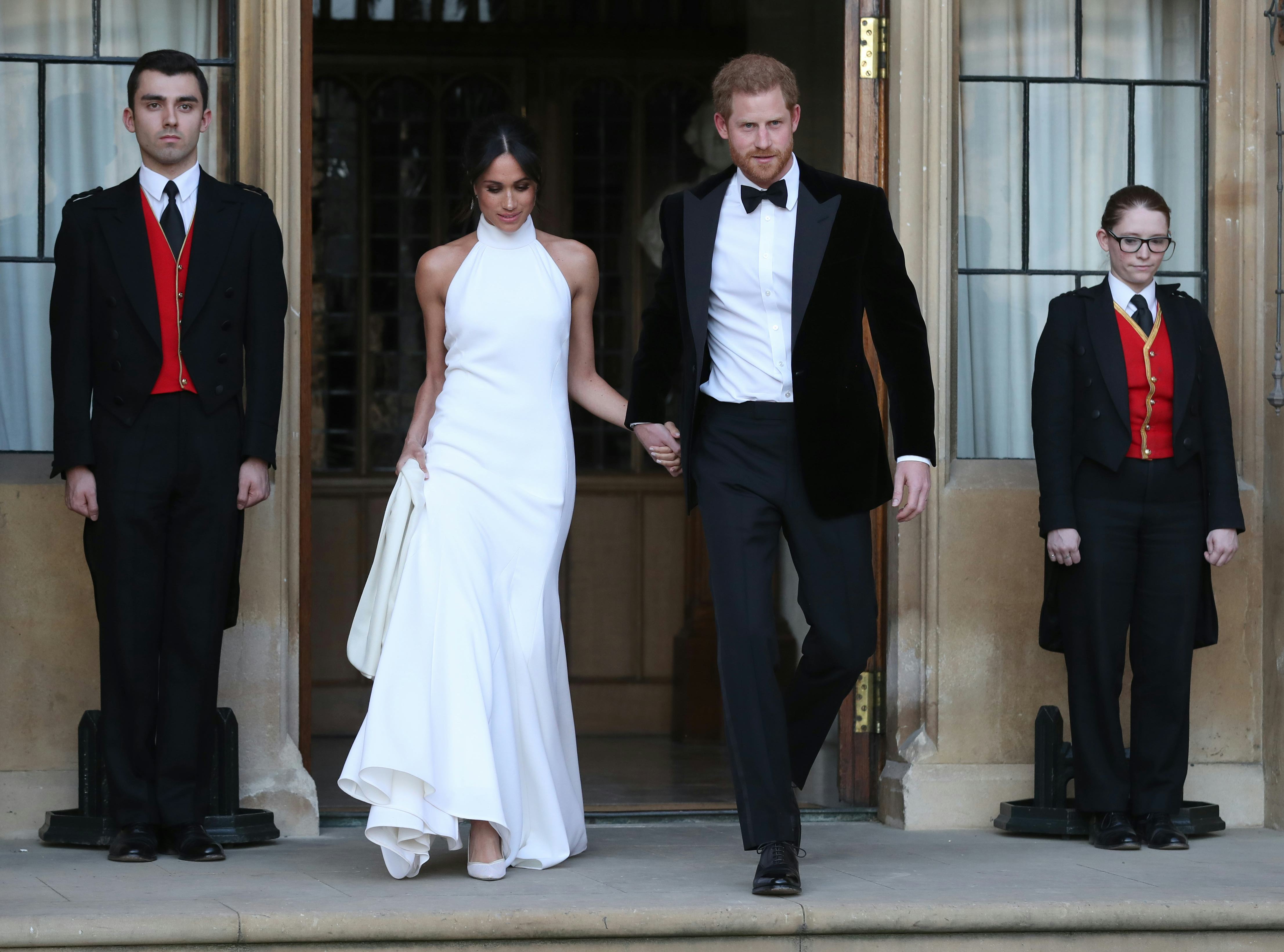 Duchess of Sussex and Prince Harry, Duke of Sussex leave Windsor Castle after their wedding to atten&hellip;