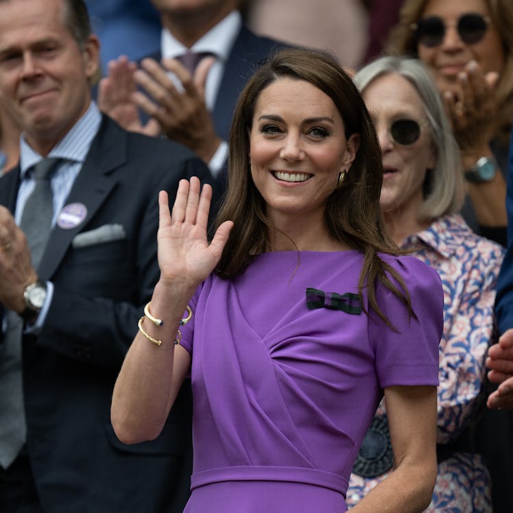 Kate Middleton wore a lilac dress during a public appearance at Wimbledon 2024.