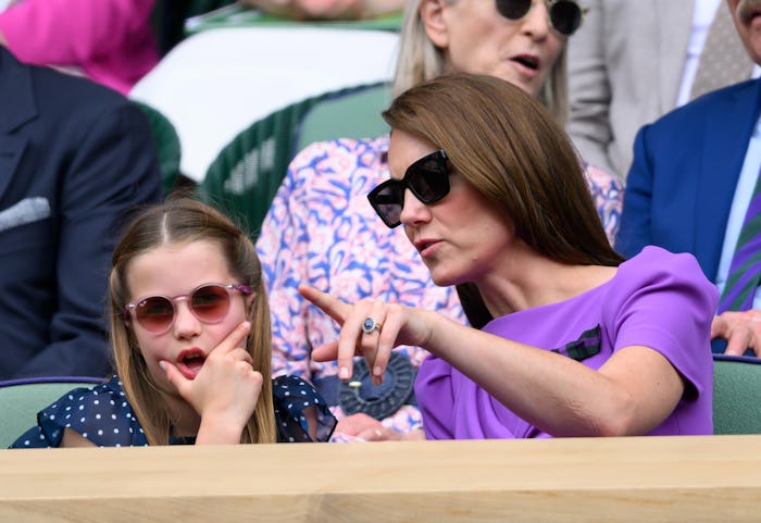 LONDON, ENGLAND - JULY 14: Princess Charlotte of Wales and Catherine, Princess of Wales court-side o...