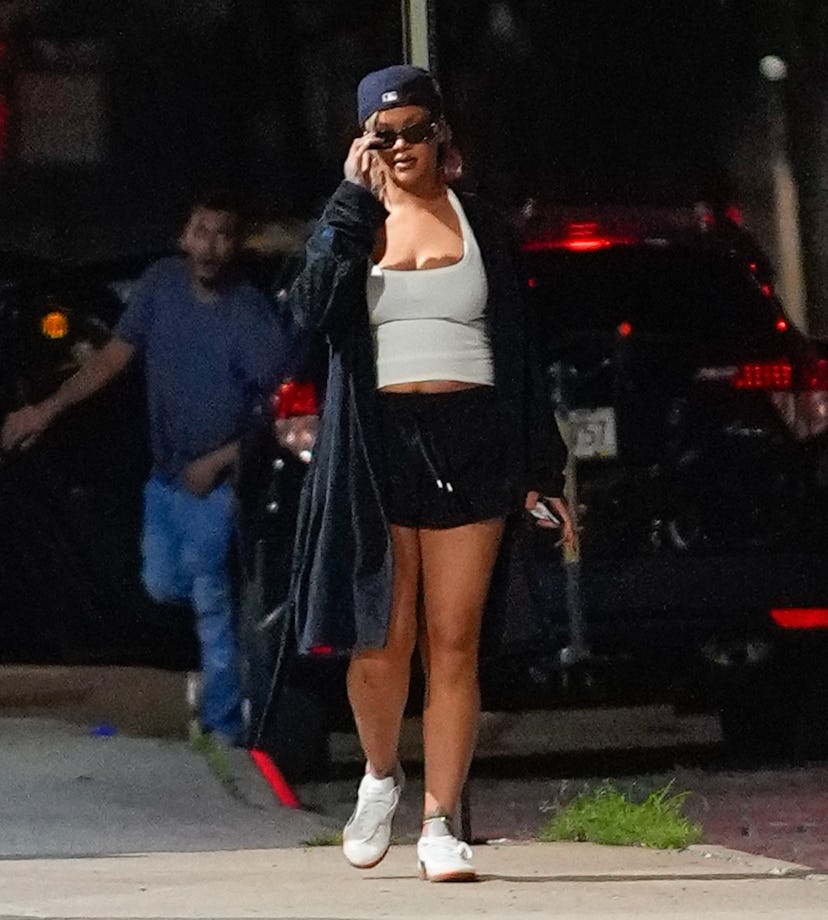Rihanna takes a walk with a friend on July 16, 2024 in New York City.