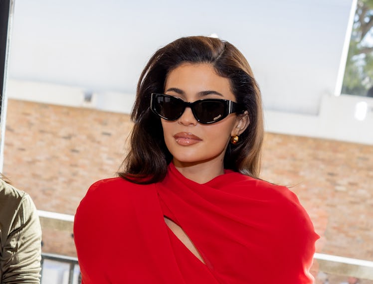 Kylie Jenner attends the "Les Sculptures" Jacquemus' Fashion Show at Fondation Maeght on January 29,...