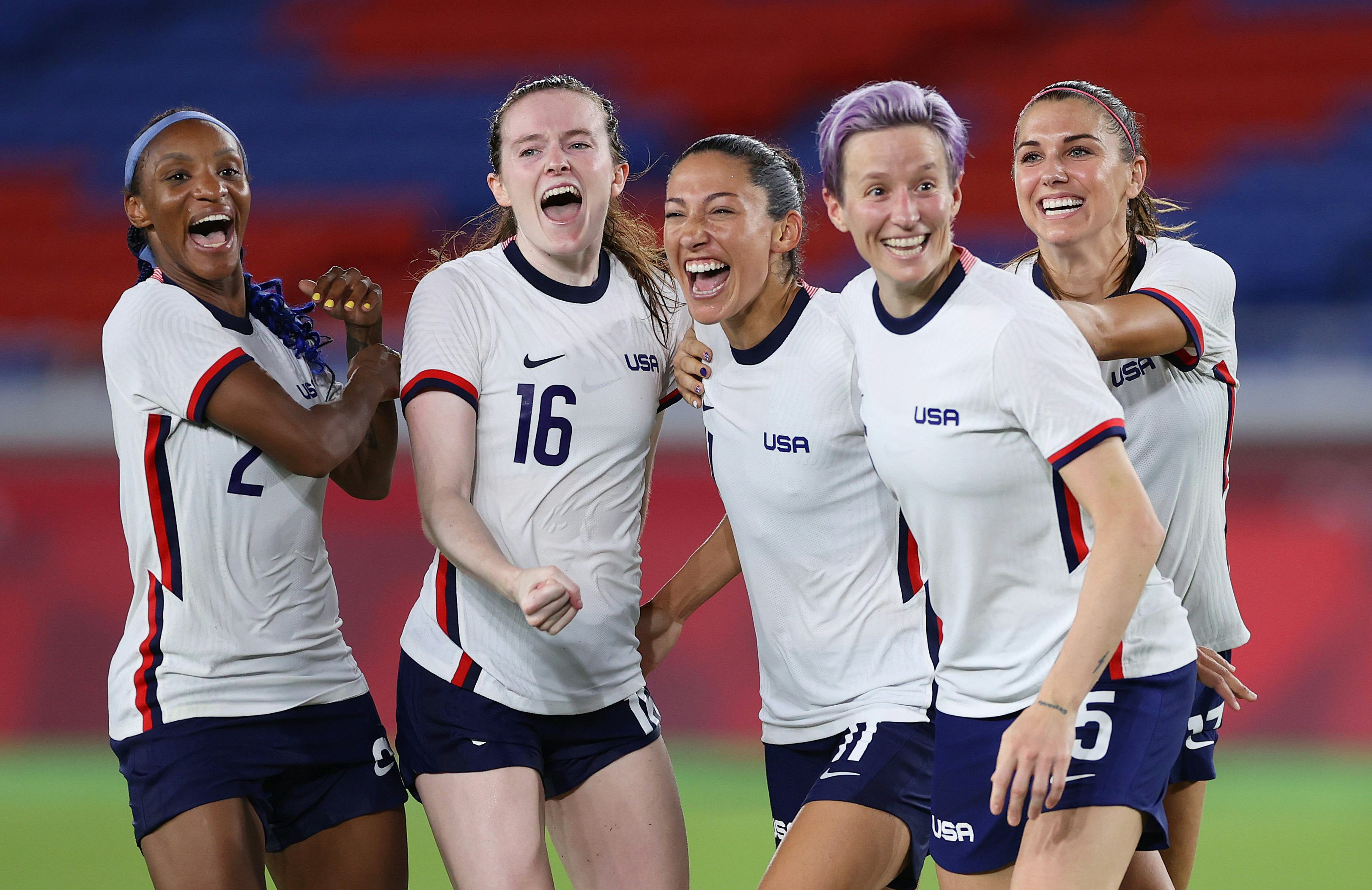 United States National Women’s Soccer Team players Crystal Dunn, Rose Lavelle, Christen Press, Megan&hellip;