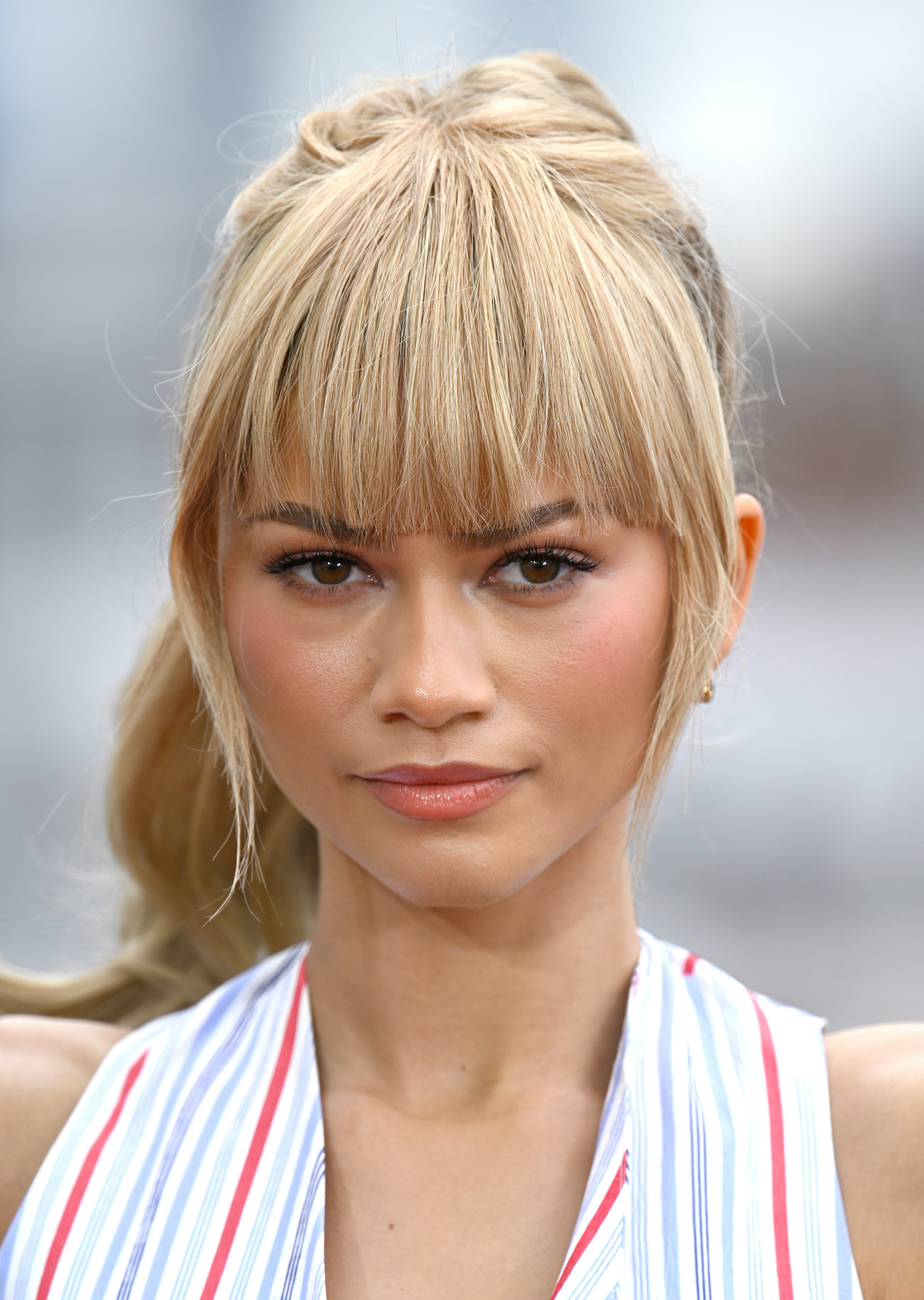 Zendaya wore a futuristic blonde ponytail while on a press tour for &lsquo;The Challengers.'