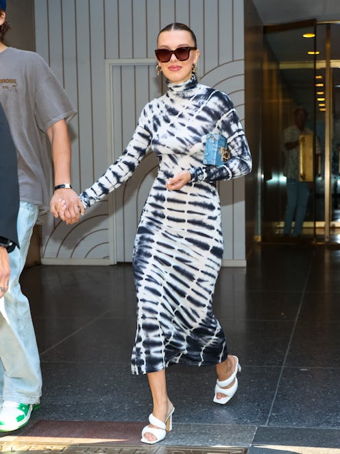 NEW YORK, NY - SEPTEMBER 14: Millie Bobby Brown is seen leaving 'Today' Show on September 14, 2023 i...