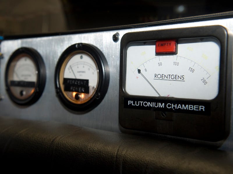 HUNTINGTON BEACH, CA - SEPTEMBER 10: A gauge for the plutonium chamber sits on the dash in a replica...