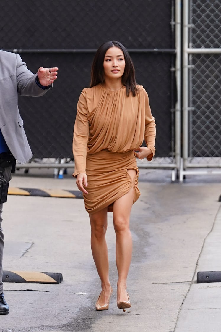 Anna Sawai is seen arriving at the 'Jimmy Kimmel Live' Show on February 29, 2024 in Los Angeles, Cal...