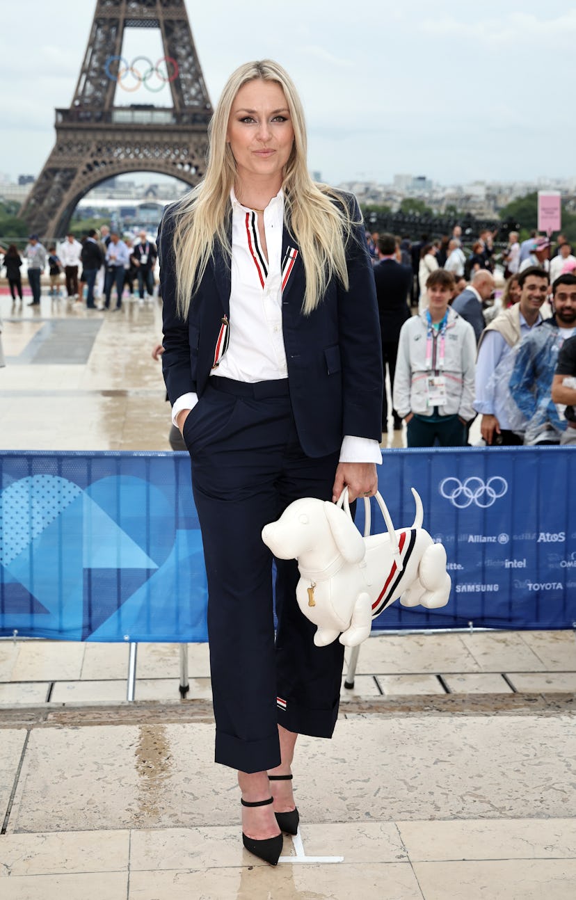 Lindsey Vonn arriving at the Trocadero ahead of the opening ceremony for the Paris 2024 Olympic Game...