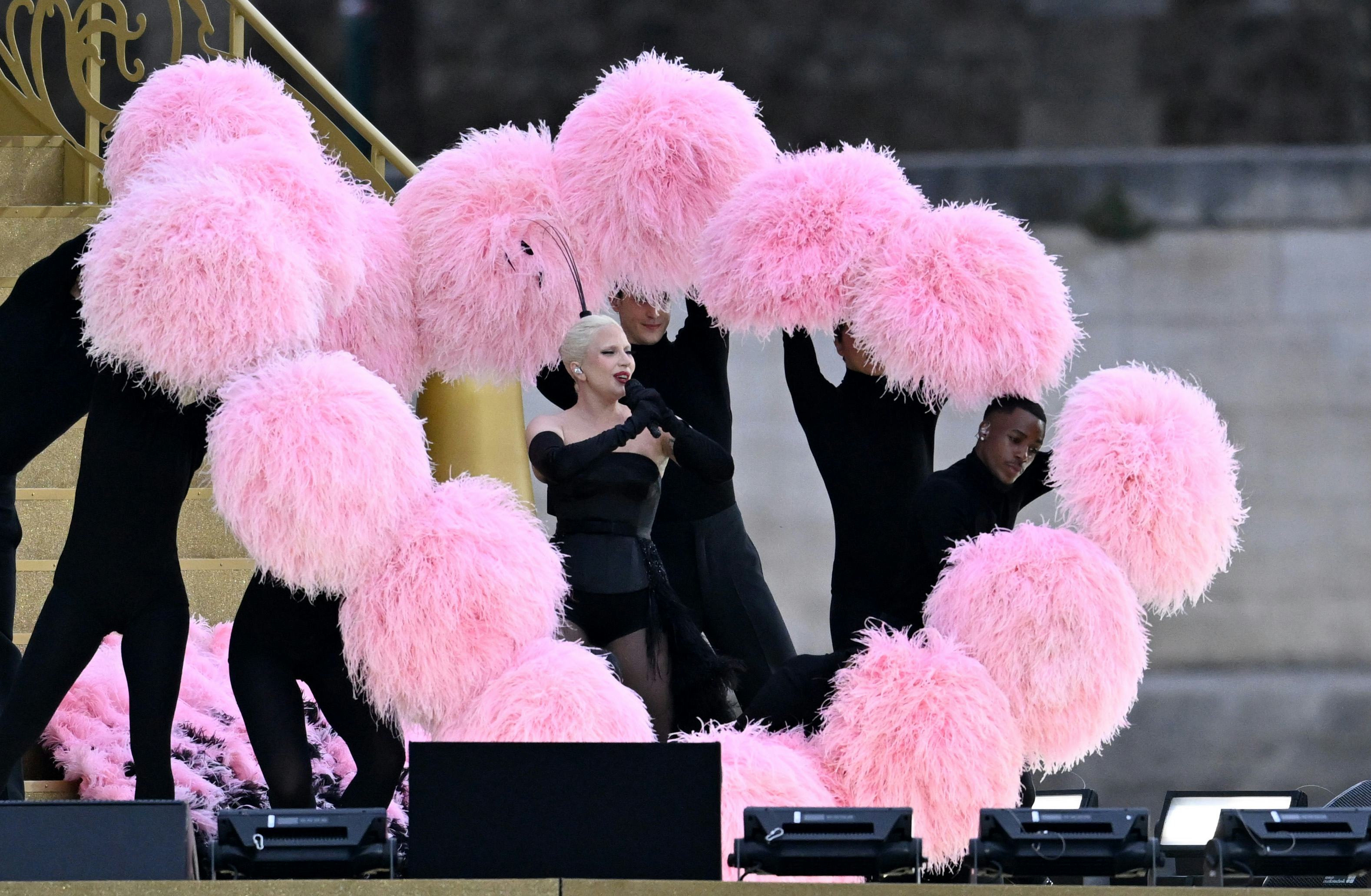 Lady Gaga performs at the 2024 Olympics Opening Ceremony.