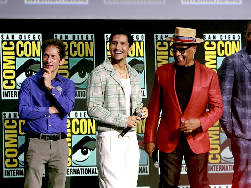 SAN DIEGO, CALIFORNIA - JULY 27: (L-R) Tim Blake Nelson, Danny Ramirez, Giancarlo Esposito and Antho...
