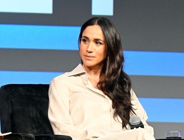 Meghan, Duchess of Sussex speaks onstage during the Breaking Barriers, Shaping Narratives: How Women...