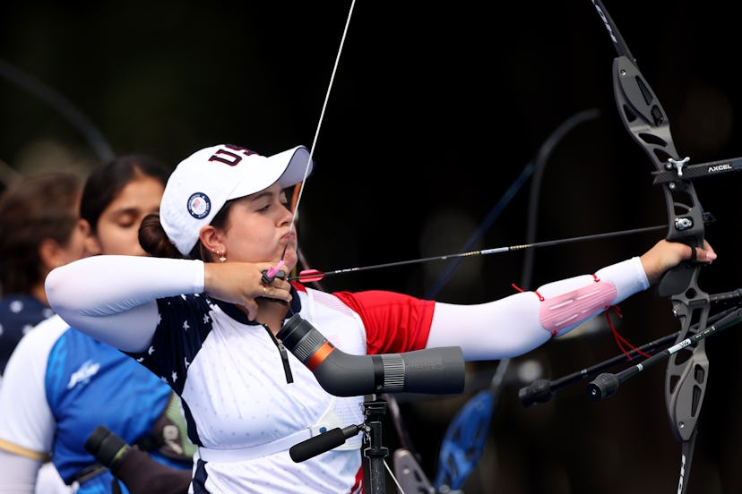 Catalina Gnoriega of Team United States competes during the Women’s Archery Individual Ranking.