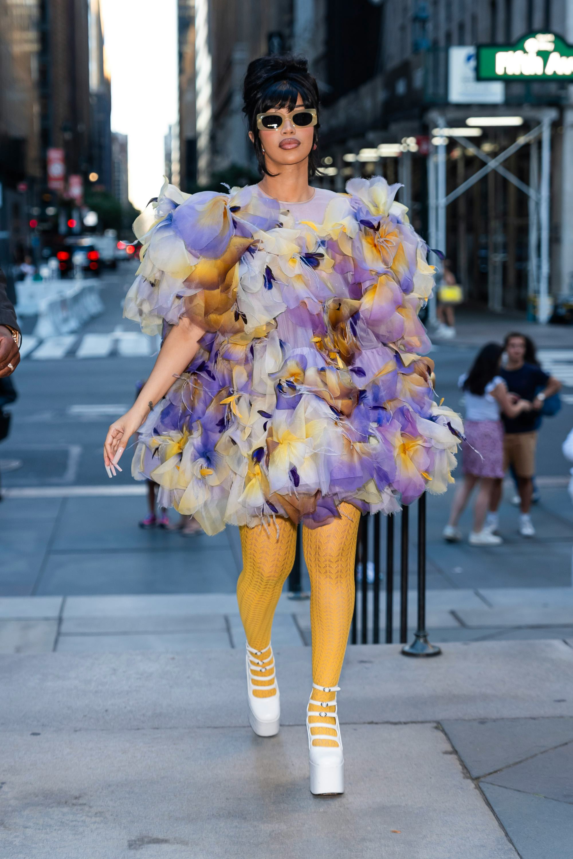 Cardi B wears a floral mini to attend the Marc Jacobs fashion show at the New York Public Library on&hellip;