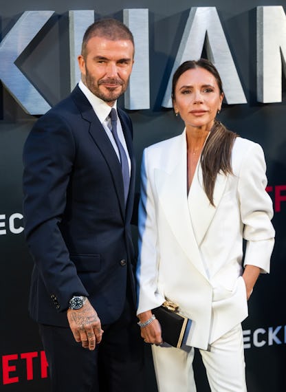 LONDON, ENGLAND - OCTOBER 03: David Beckham and Victoria Beckham attend the Netflix 'Beckham' UK Pre...