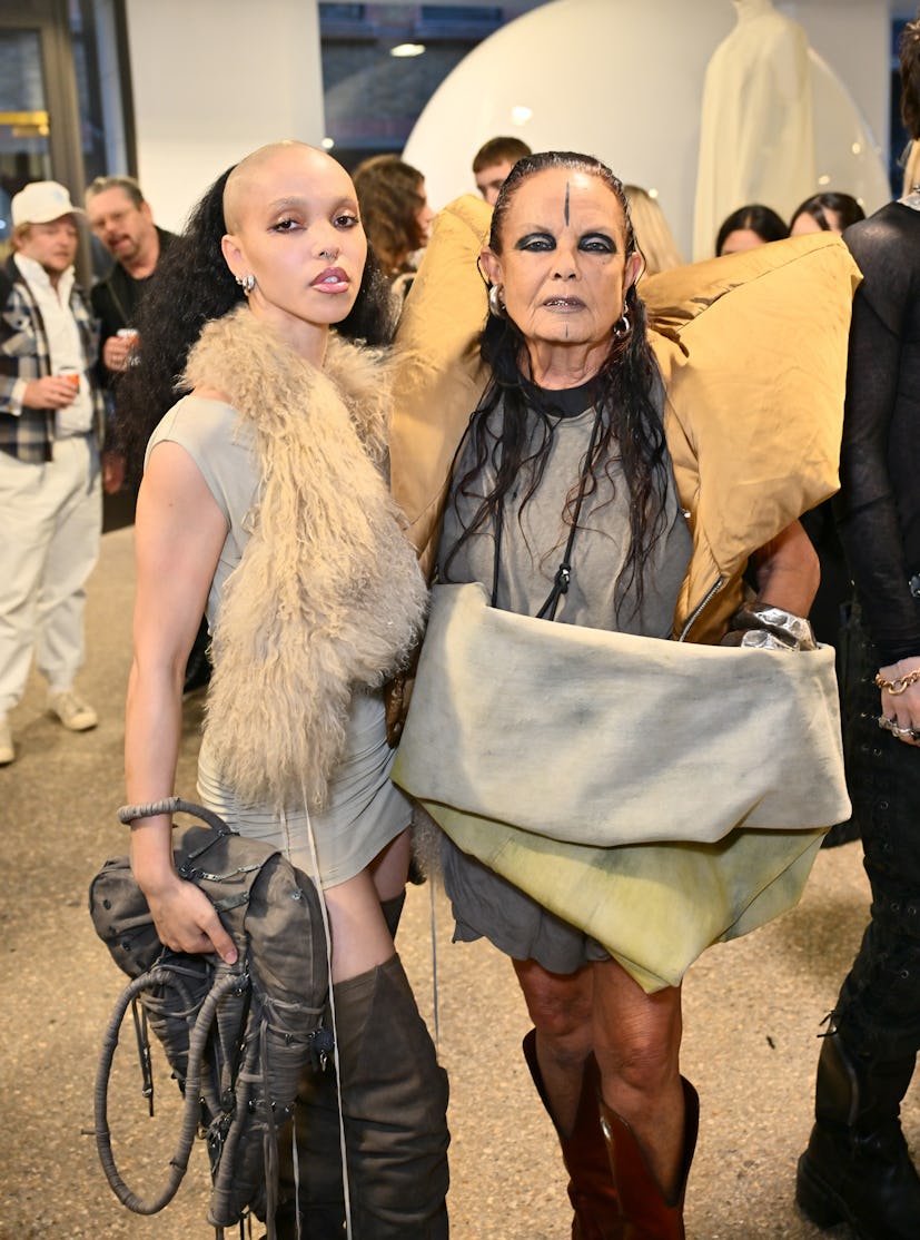 LONDON, ENGLAND - JULY 02: FKA Twigs (L) and Michele Lamy attend the Rick Owens SS25 With Michele La...