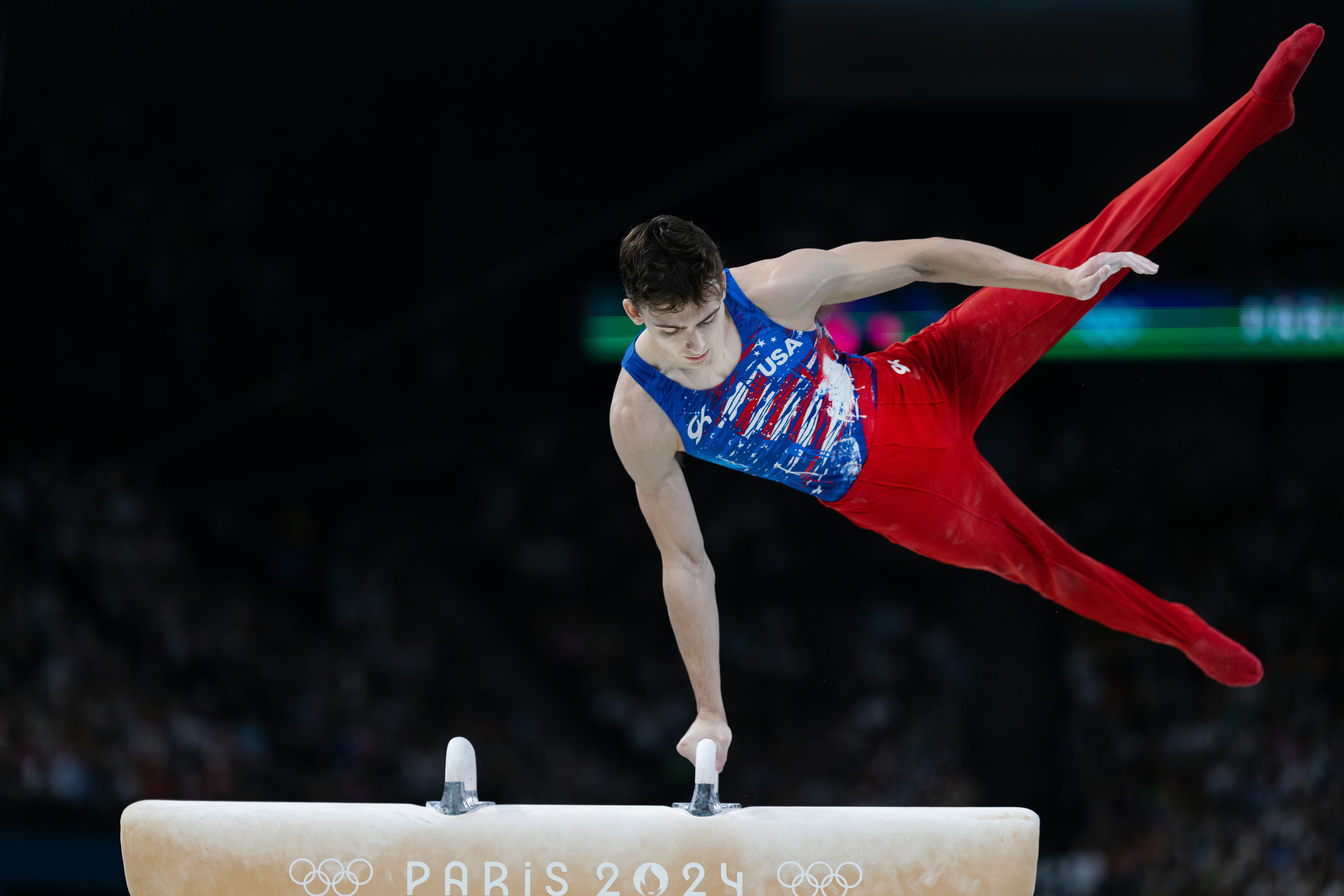 Stephen Nedoroscik of the United States performs his pommel horse routine during Artistic Gymnastics&hellip;