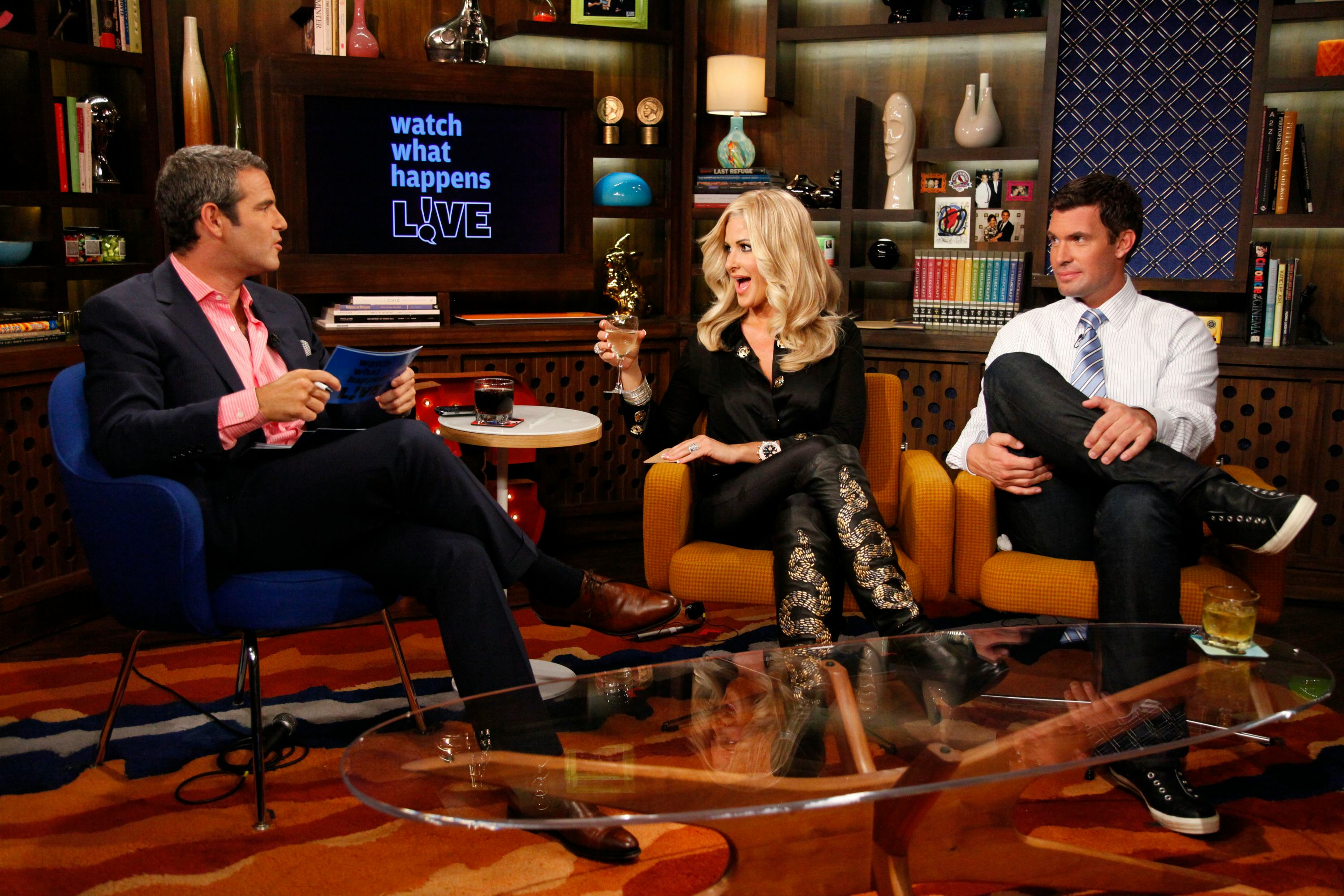 WATCH WHAT HAPPENS LIVE &ndash; Pictured: (l-r) Andy Cohen, Kim Zolciak, Jeff Lewis &ndash; (Photo by: Heidi G&hellip;