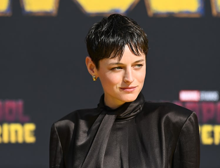 BERLIN, GERMANY - JULY 07: Emma Corrin attends the "Deadpool & Wolverine" Fan Event at Uber Arena on...