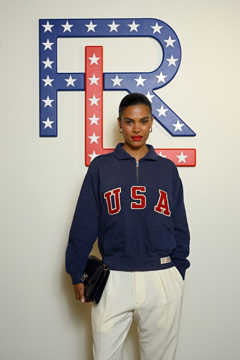 PARIS, FRANCE - JULY 4: Tina Kunakey with Ralph Lauren attends the Ralph Lauren Fourth of July...