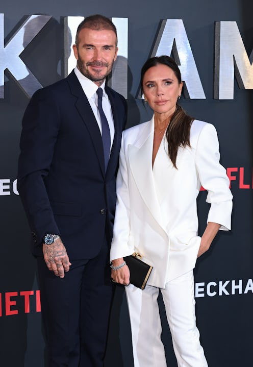 LONDON, ENGLAND - OCTOBER 03: Victoria Beckham and David Beckham attend the Netflix 'Beckham' UK Pre...