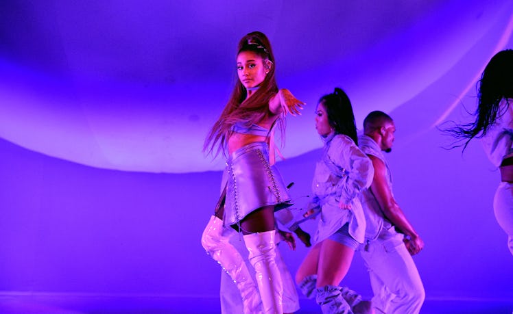 LONDON, ENGLAND - OCTOBER 15: Ariana Grande performs on stage during her "Sweetener World Tour" at T...