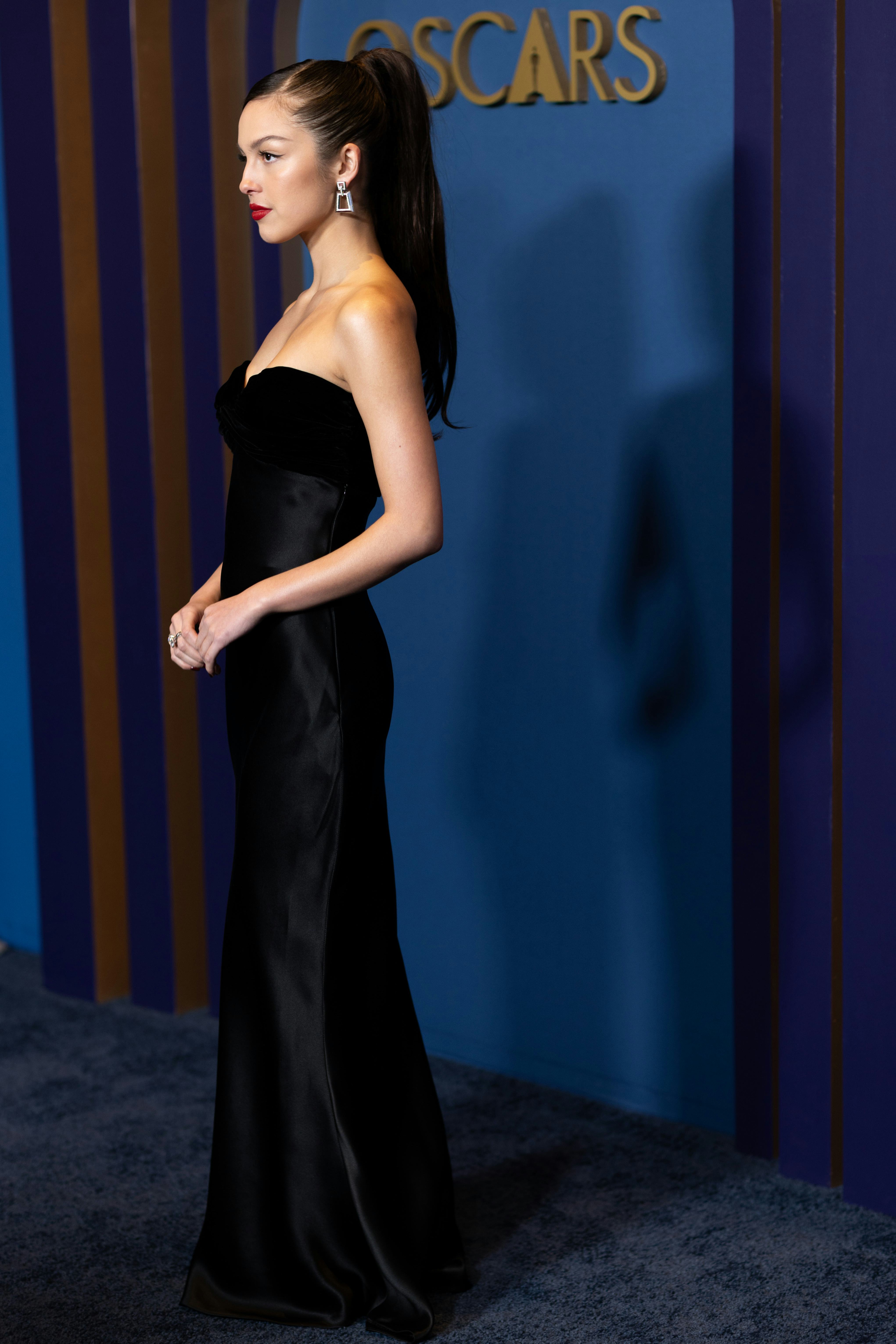 Olivia Rodrigo, on the red carpet at the Academy of Motion Picture Arts and Sciences