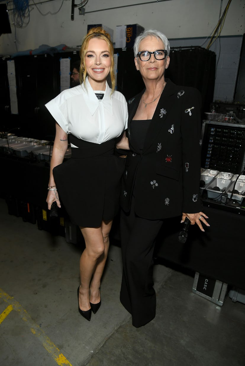 Lindsay Lohan and Jamie Lee Curtis at D23: The Ultimate Disney Fan Event in Anaheim, California on A…