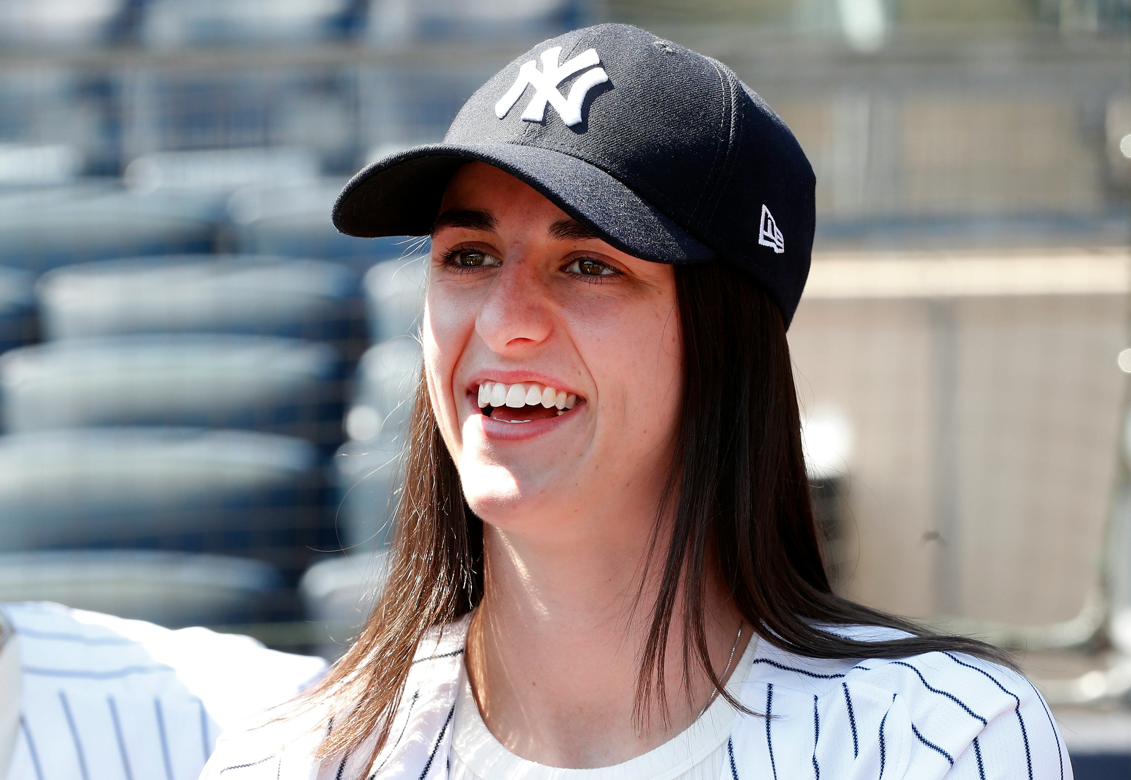 Caitlin Clark of the Indiana Fever attends a game between the New York Yankees and the Texas Rangers&hellip;