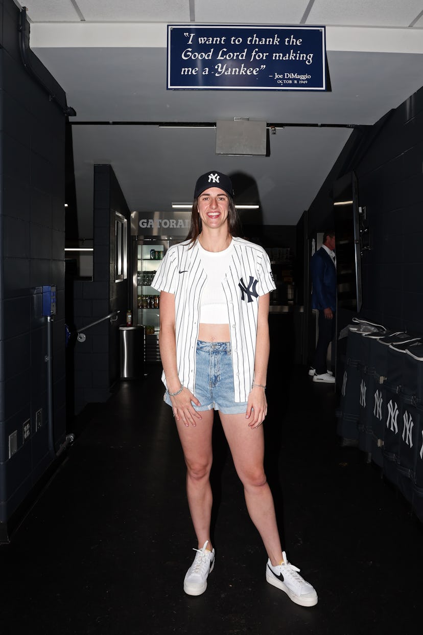 Caitlin Clark of the Indiana Fever poses for a photo before the game between the Texas Rangers and t…